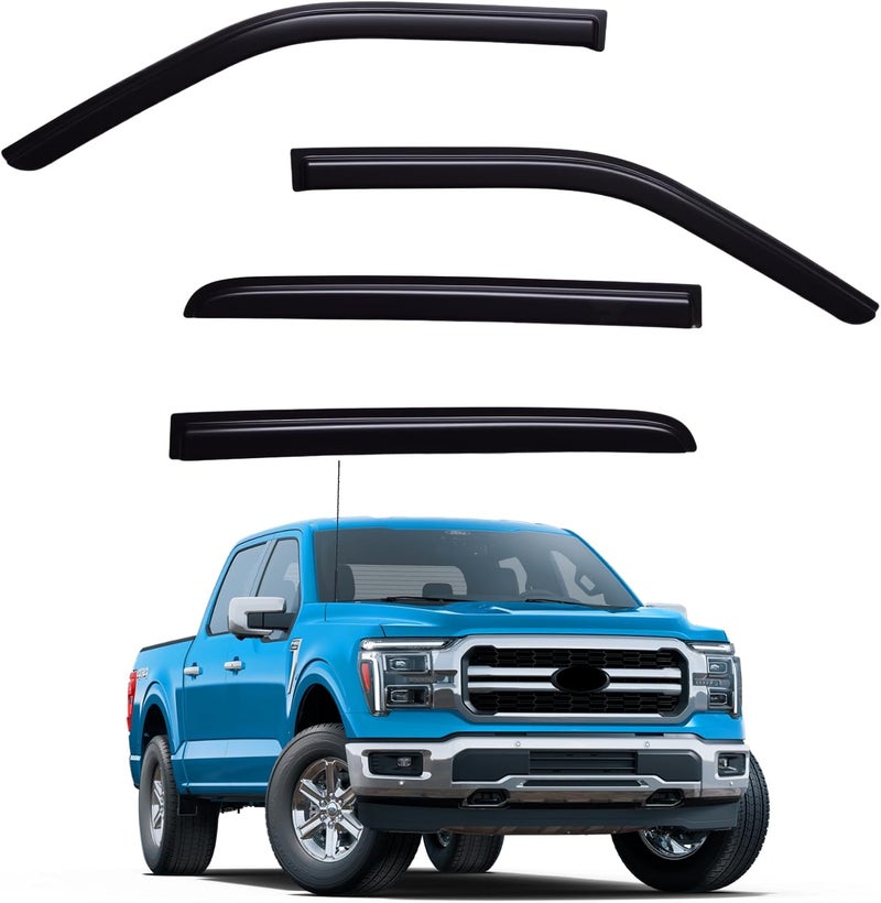 YLSCOO Window Visors Rain Guards fits 2015-2025 Ford F150 SuperCrew, Window Wind Deflectors Vent Shades for 2017-2025 F-150 Raptor/F250 F350 F450 Super Duty, 2016 2018 2019 2020 2021 2022 2023 2024 - Image 1
